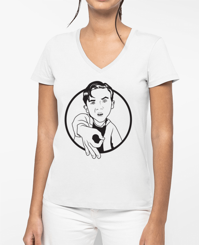 T-shirt femme col V Malcolm, jeu de l'oeil par tunetoo