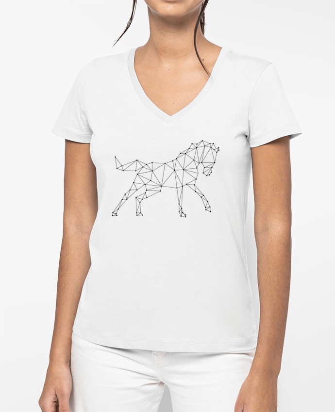 T-shirt femme col V horse - géométrique par /wait-design