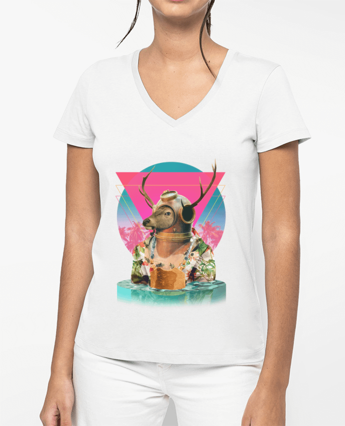 T-shirt femme col V Summer Mood par ali_gulec