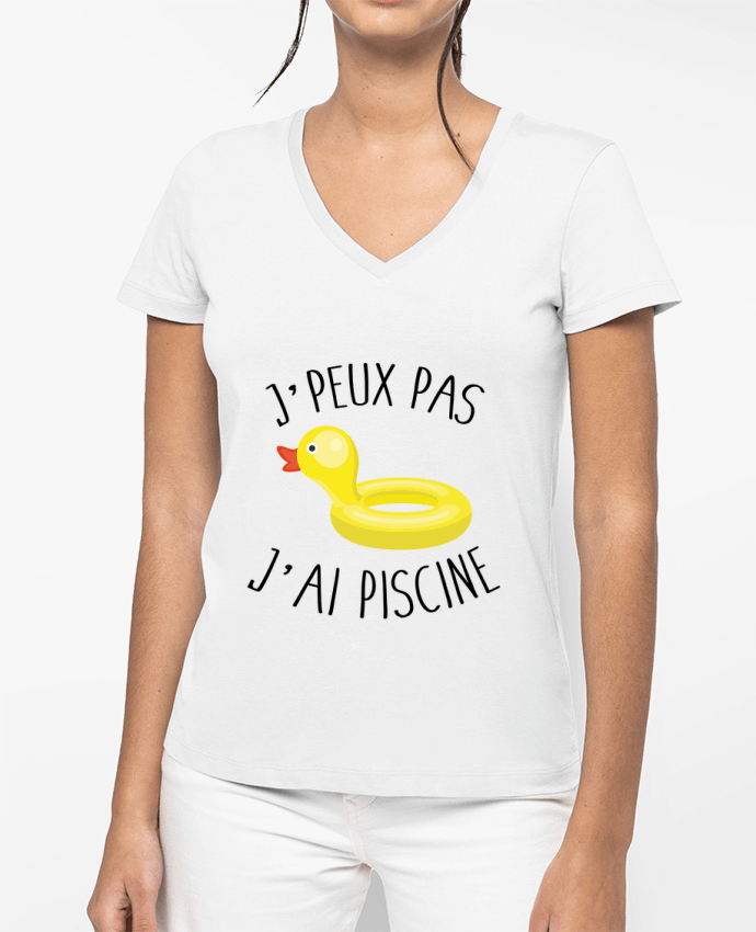 T-shirt femme col V Je peux pas j'ai piscine par FRENCHUP-MAYO