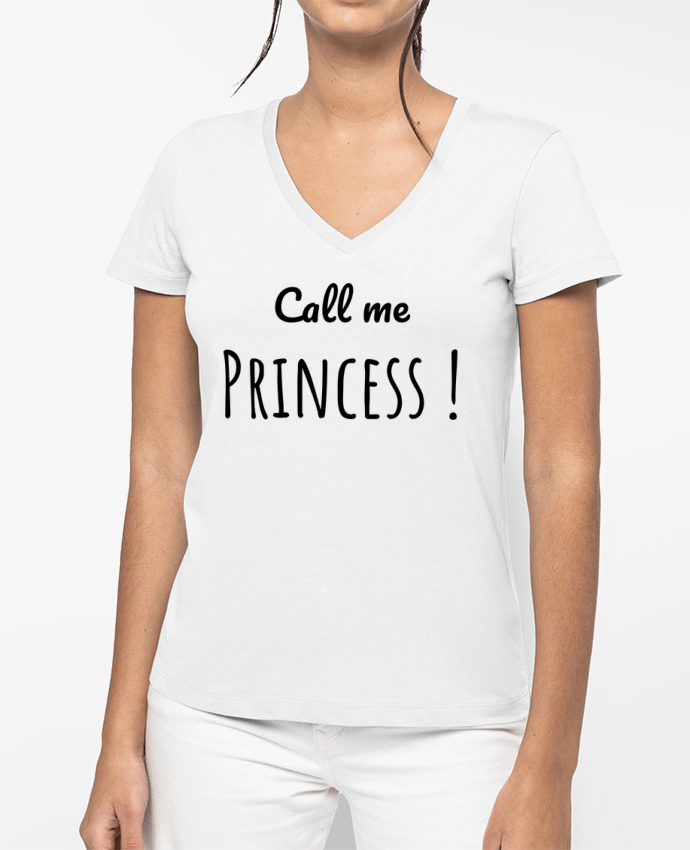 T-shirt femme col V Call me Princess par Madame Loé