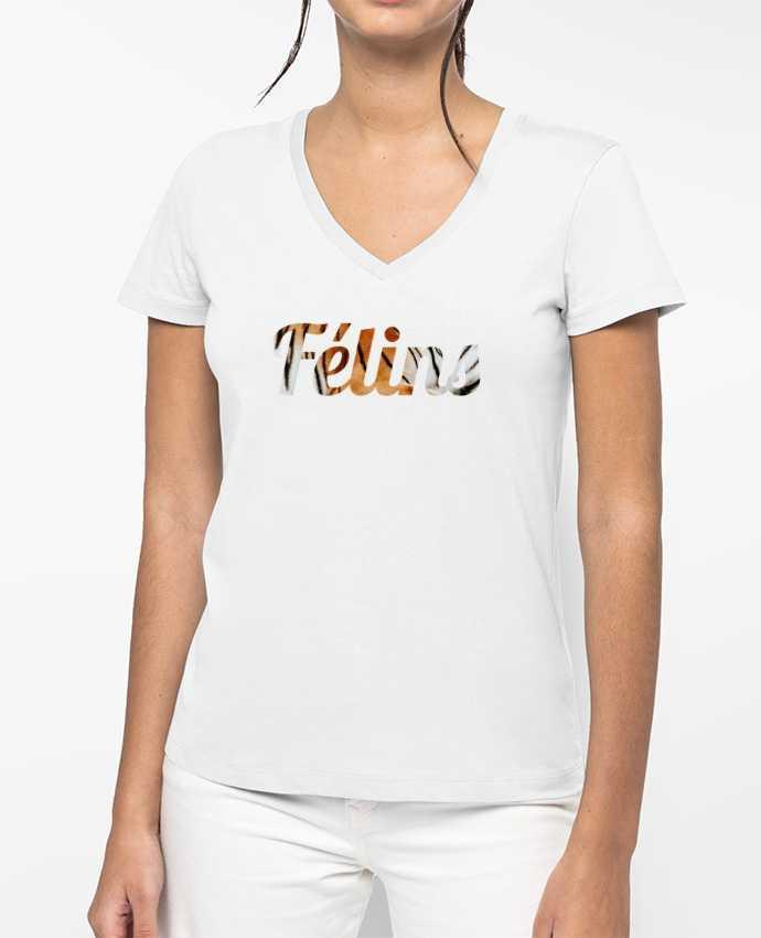 T-shirt femme col V Félins by Ruuud par Ruuud