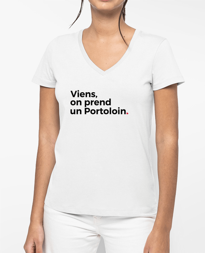 T-shirt femme col V Viens, on prend un Portoloin par Nana
