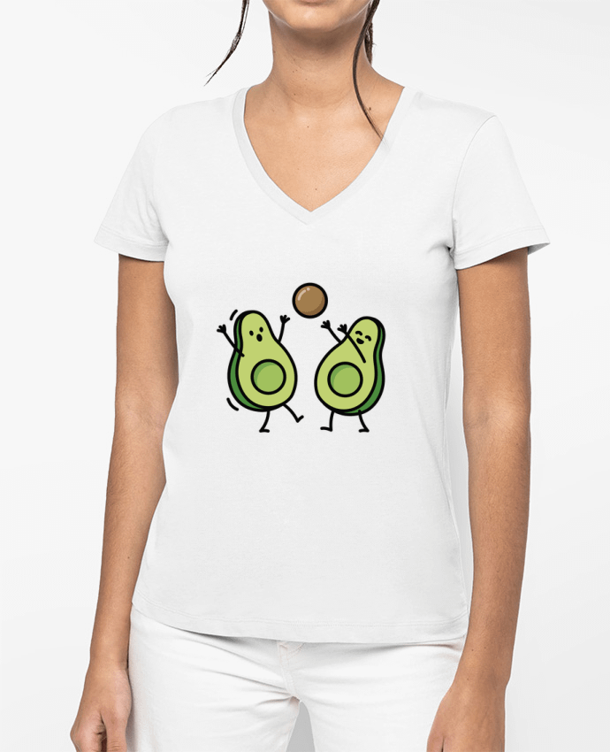 T-shirt femme col V Avocado handball par LaundryFactory