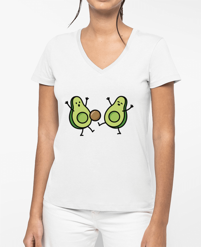T-shirt femme col V Avocado soccer par LaundryFactory