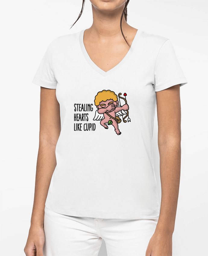 T-shirt femme col V Stealing hearts like cupid par LaundryFactory