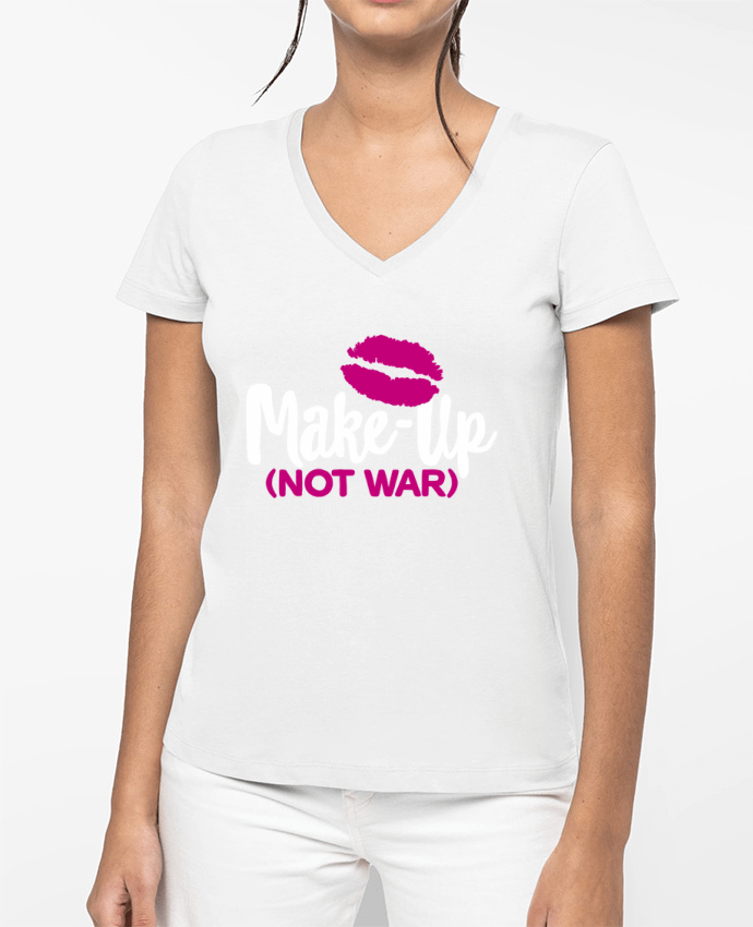 T-shirt femme col V Make up not war par LaundryFactory