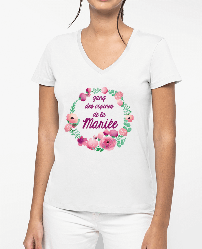 T-shirt femme col V Gang des copines de la mariée par FRENCHUP-MAYO