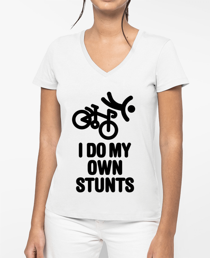 T-shirt femme col V I do my own stunts par LaundryFactory