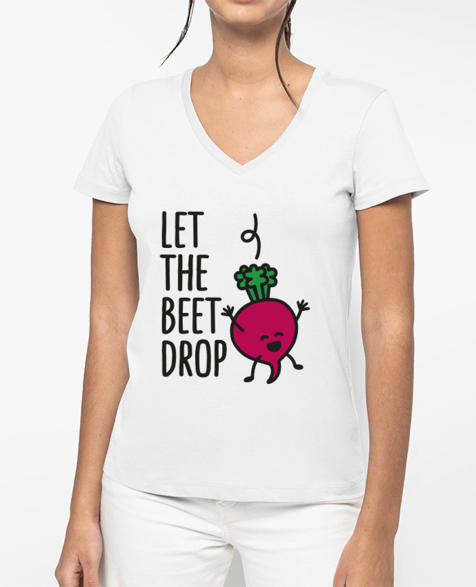 T-shirt femme col V Let the beet drop par LaundryFactory