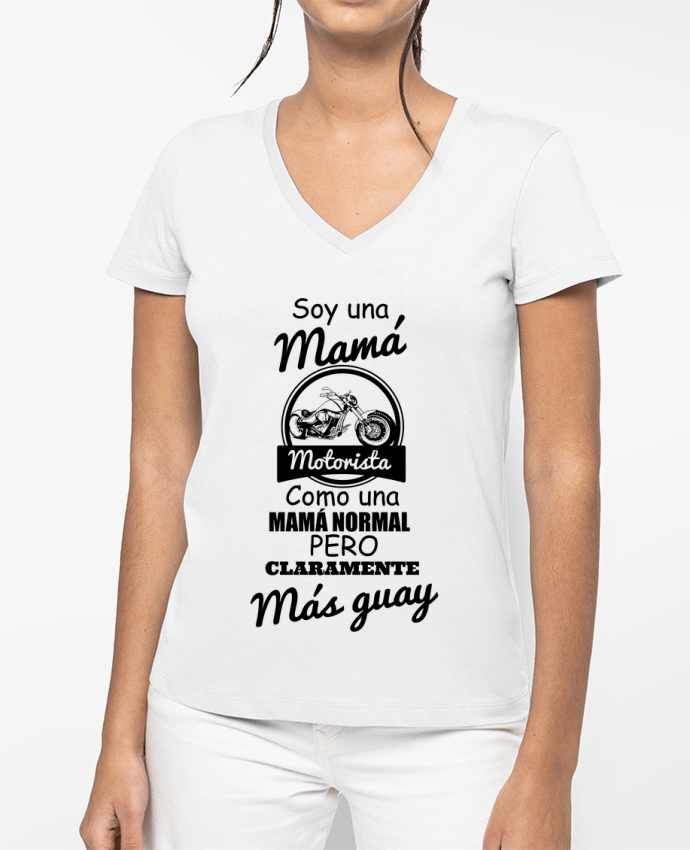 T-shirt femme col V Mamá motorista par tunetoo