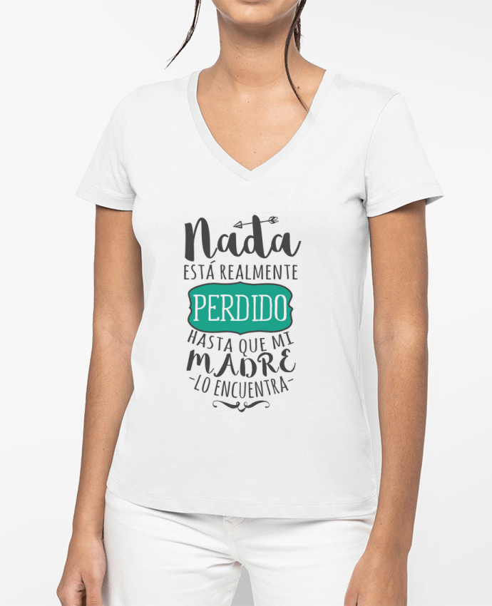T-shirt femme col V Nada está perdido par tunetoo