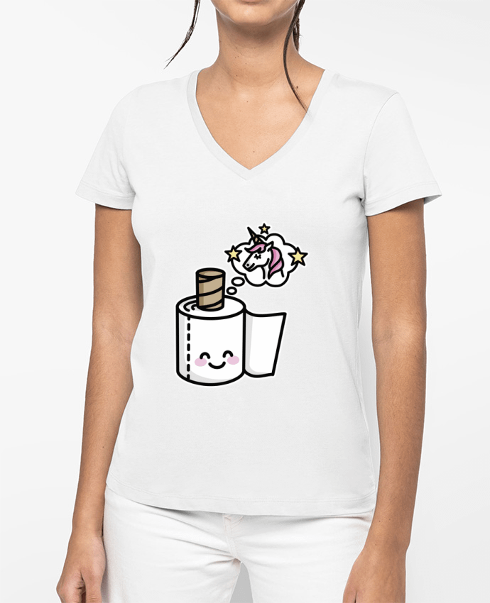 T-shirt femme col V Unicorn Toilet Paper par LaundryFactory
