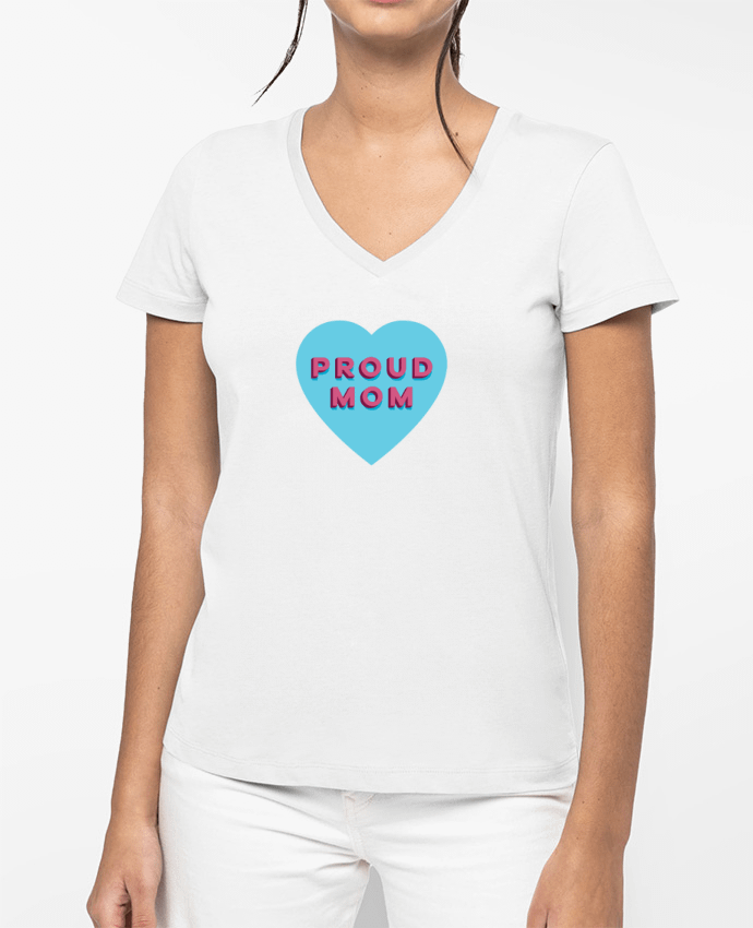 T-shirt femme col V Proud Mom par tunetoo