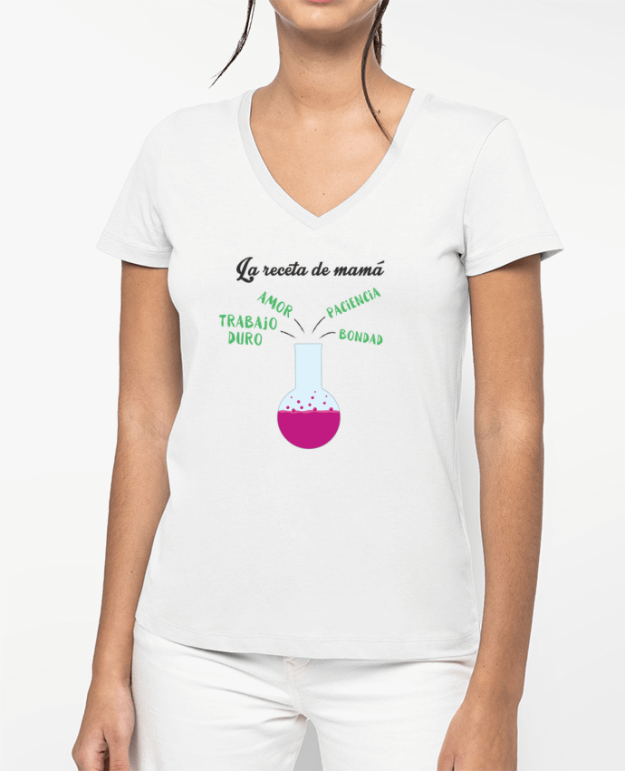 T-shirt écoresponsable col V femme La receta de mamá por tunetoo