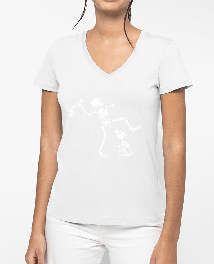 T-shirt femme col V GO FETCH DOG ARM HAND par LaundryFactory