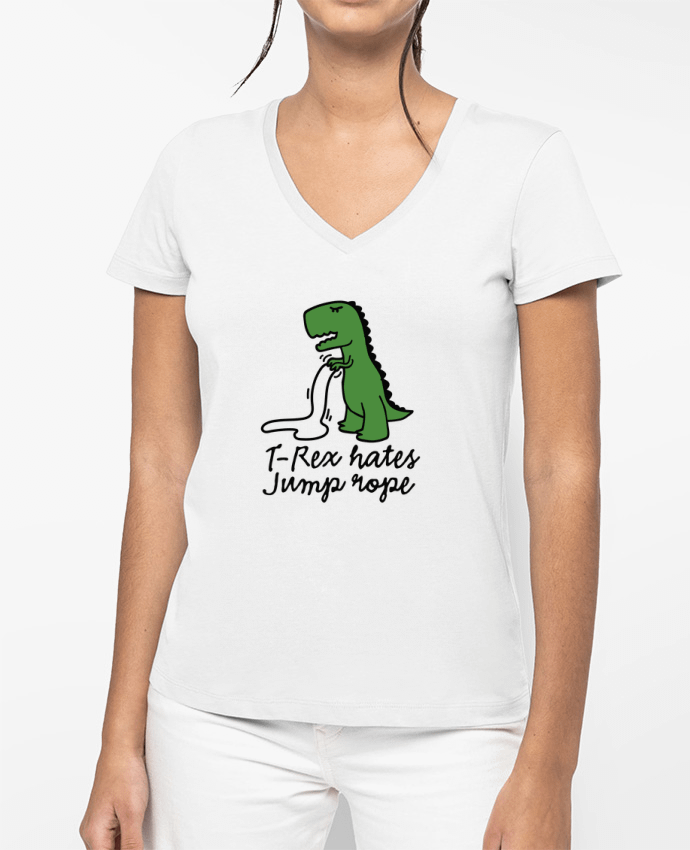 T-shirt femme col V TREX HATES JUMP ROPE par LaundryFactory