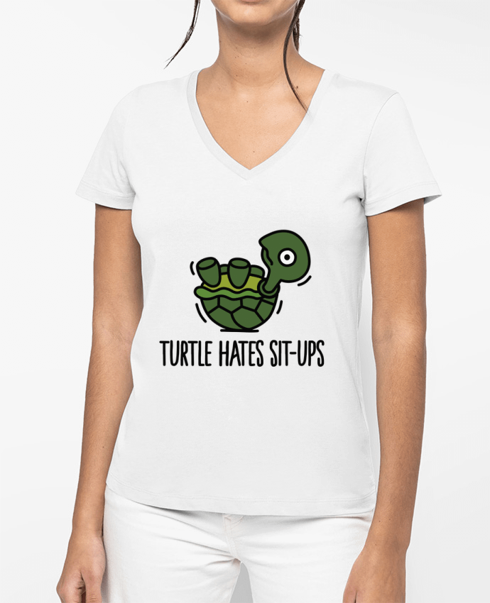 T-shirt femme col V TURTLE HATES SIT-UPS par LaundryFactory