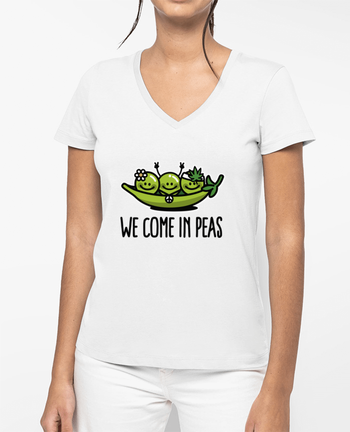 T-shirt femme col V WE COME IN PEAS par LaundryFactory
