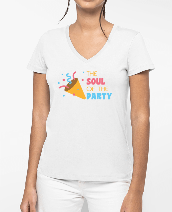 T-shirt femme col V The soul of the party par tunetoo