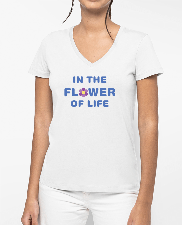 T-shirt écoresponsable col V femme In the flower of life por tunetoo