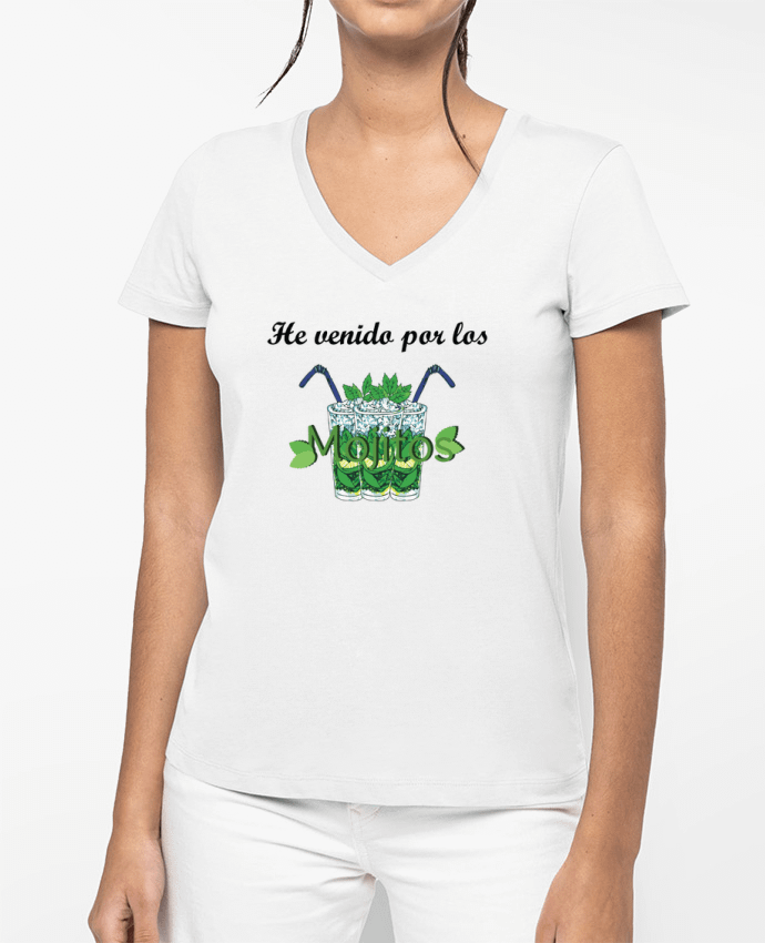 T-shirt femme col V He venido por los mojitos par tunetoo
