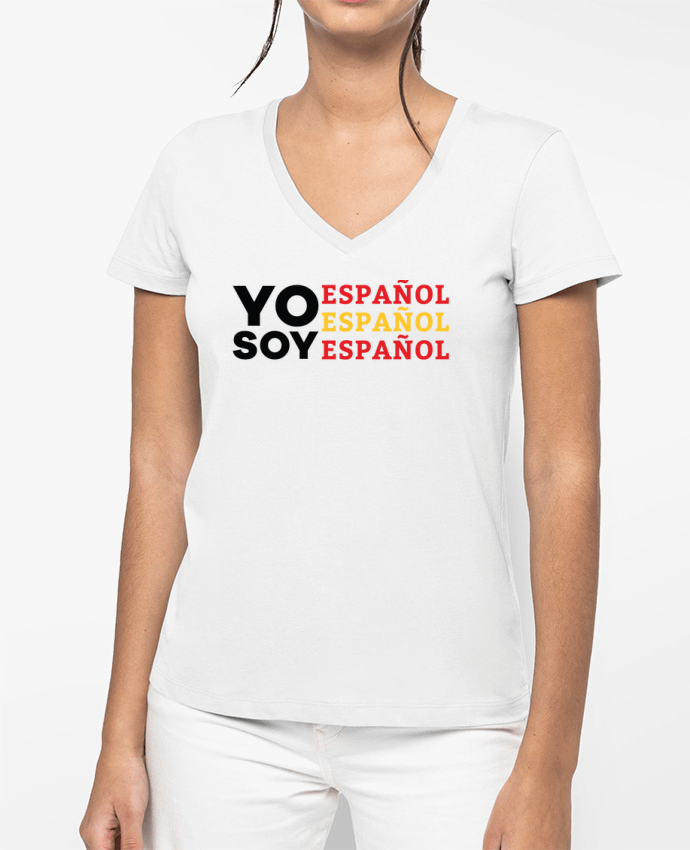 T-shirt femme col V Yo soy español español español par tunetoo