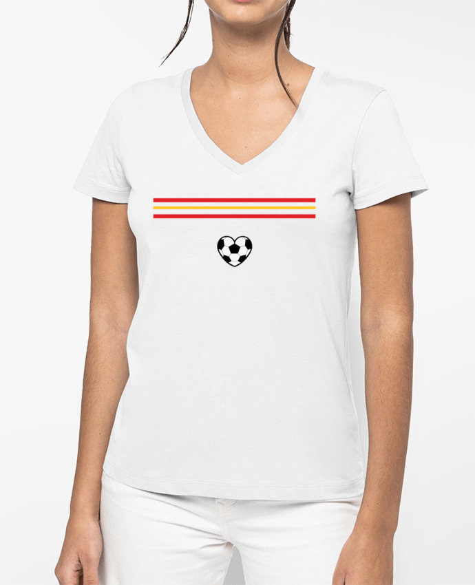 T-shirt femme col V Bandera corazón par tunetoo