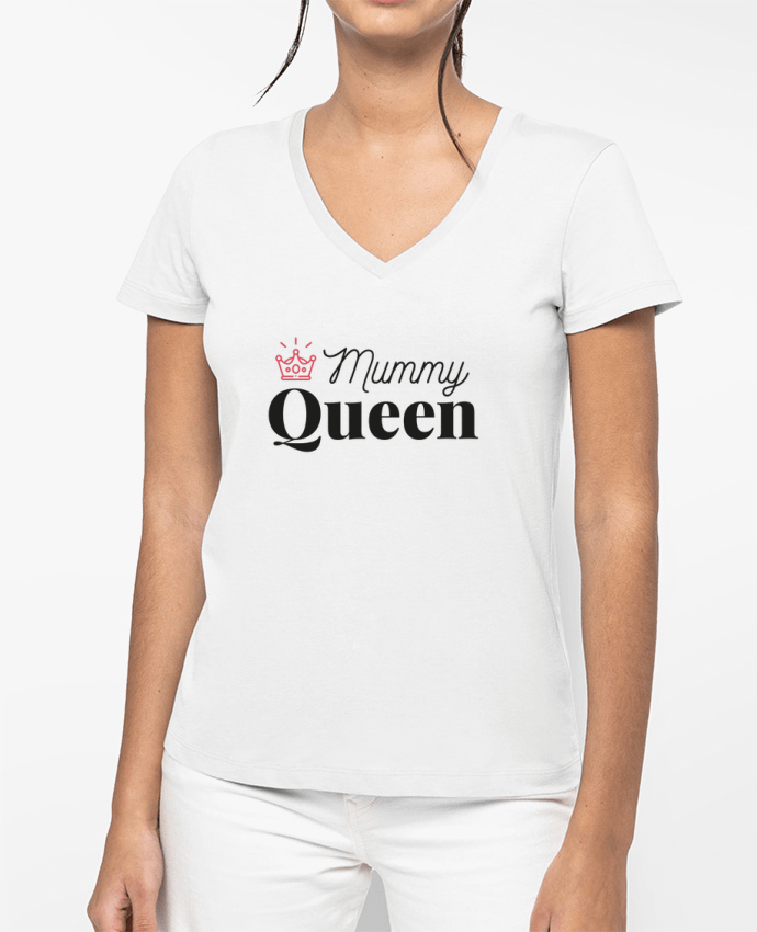 T-shirt femme col V Mummy queen par arsen
