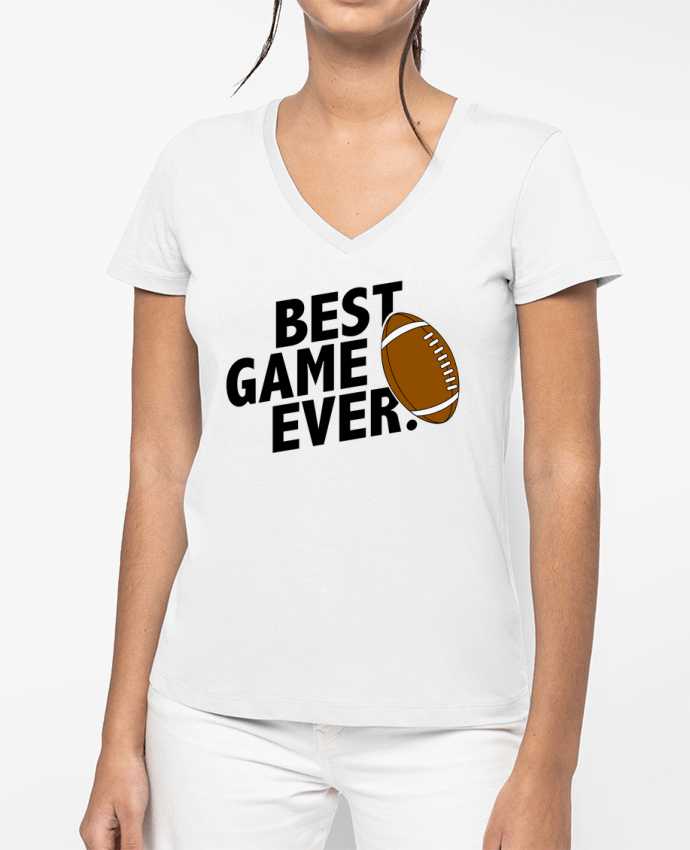 T-shirt femme col V BEST GAME EVER Rugby par tunetoo