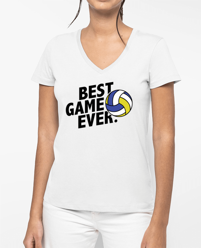 T-shirt femme col V BEST GAME EVER Volley par tunetoo