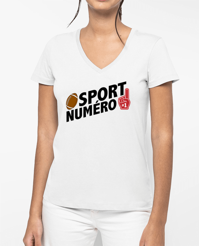 T-shirt femme col V Sport numéro 1 Rugby par tunetoo