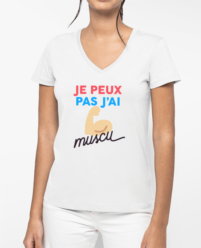 T-shirt écoresponsable col V femme je peux pas j'ai muscu by Ruuud
