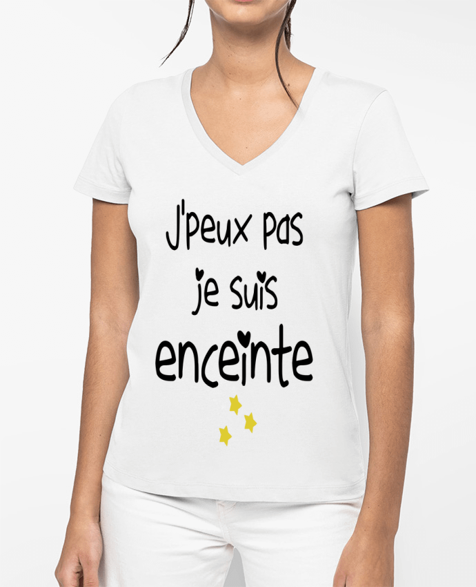 T-shirt femme col V J'peux pas je suis enceinte par SwissmadeDesign
