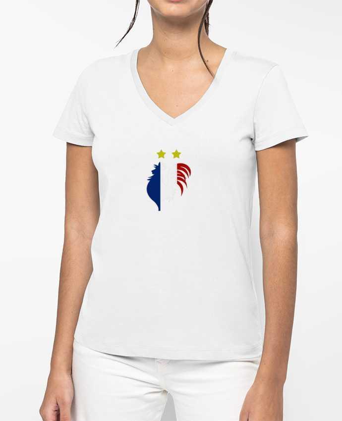 T-shirt écoresponsable col V femme Champion du monde 2018 ! by AkenGraphics