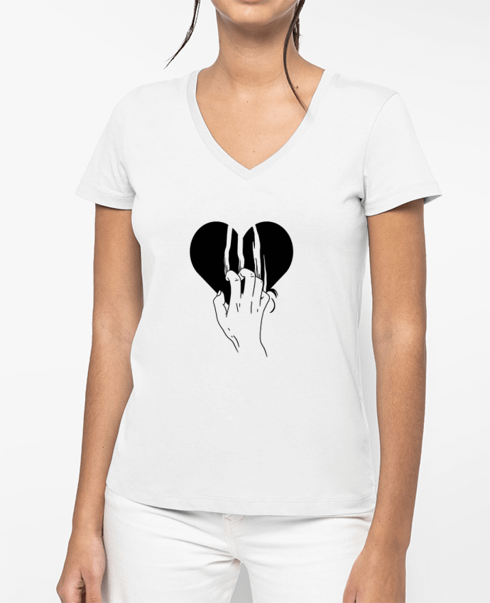 T-shirt femme col V Coeur par tattooanshort