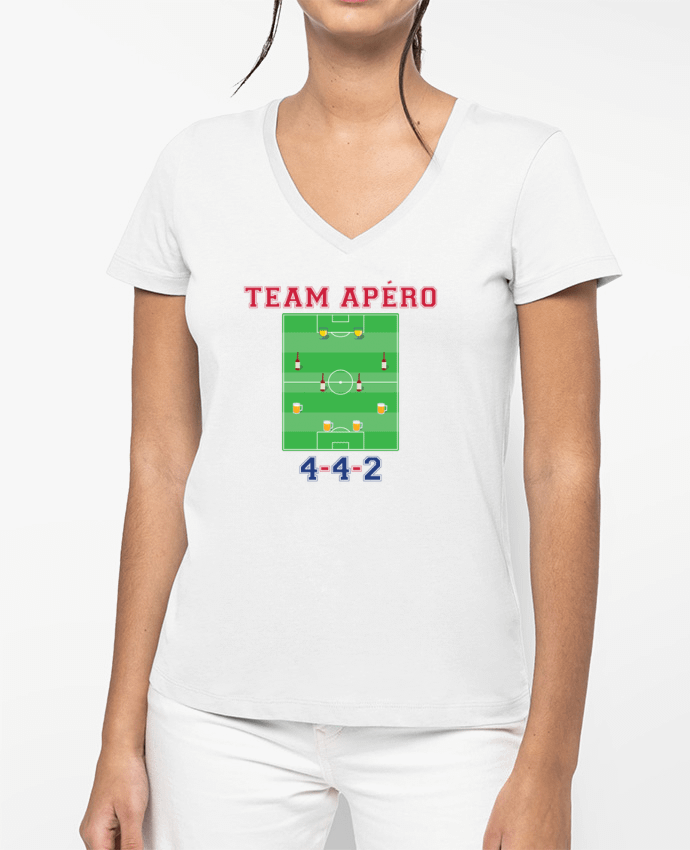 T-shirt écoresponsable col V femme Team apéro football by tunetoo
