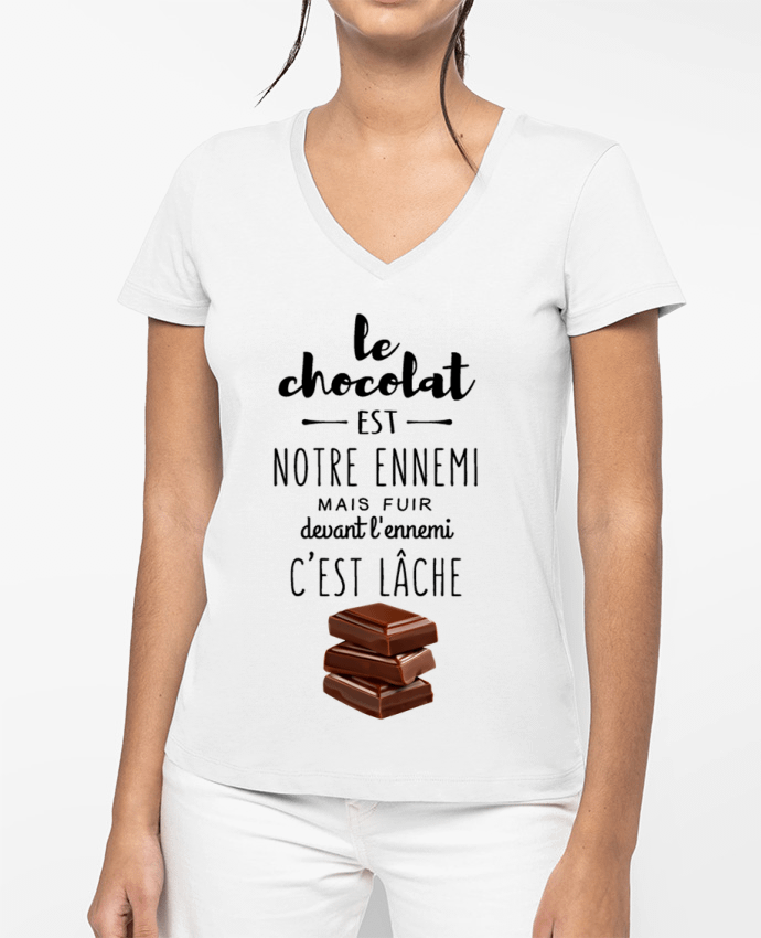 T-shirt femme col V chocolat par DesignMe