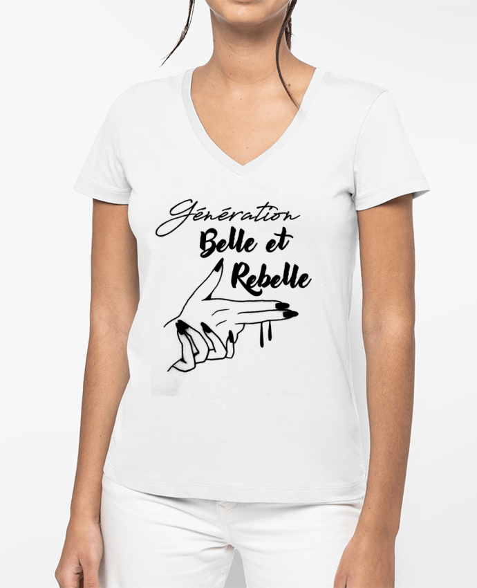T-shirt femme col V génération belle et rebelle par DesignMe