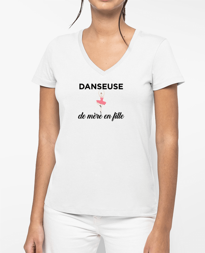T-shirt femme col V Danseuse de mère en fille par tunetoo