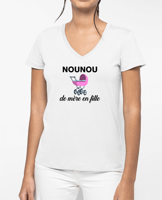 T-shirt femme col V Nounou de mère en fille par tunetoo