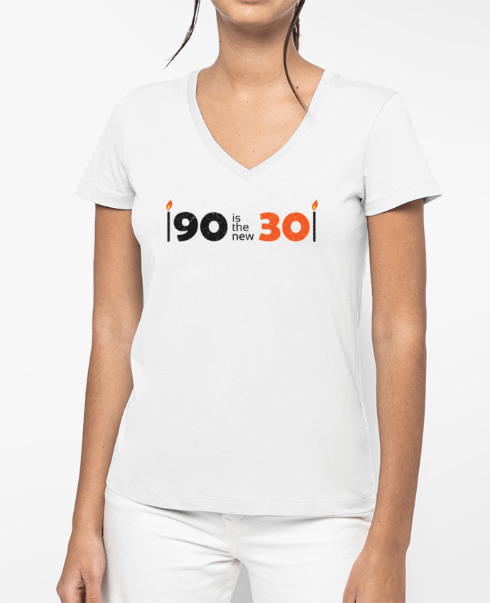 T-shirt femme col V 90 is the new 30 par tunetoo