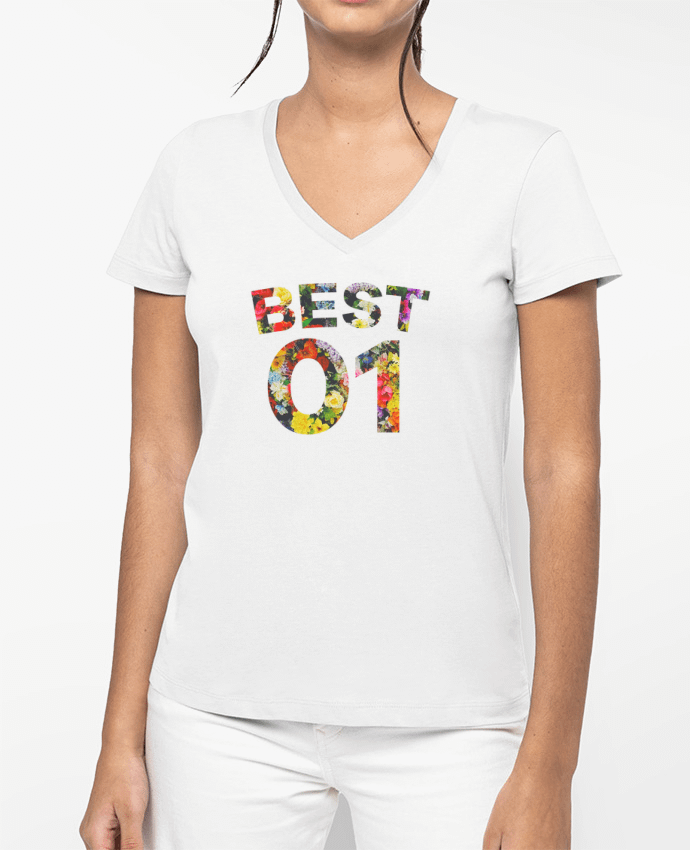 T-shirt femme col V BEST FRIENDS FLOWER 1 par tunetoo