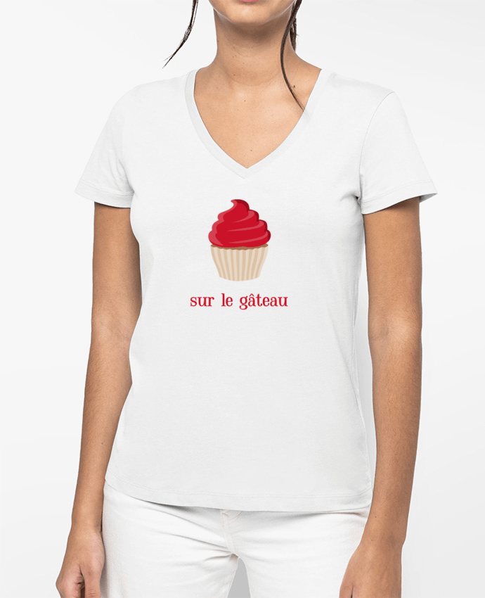 T-shirt femme col V sur le gâteau par tunetoo
