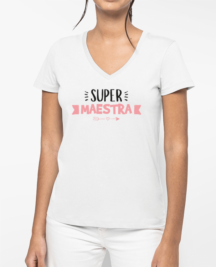 T-shirt femme col V Super maestra par tunetoo