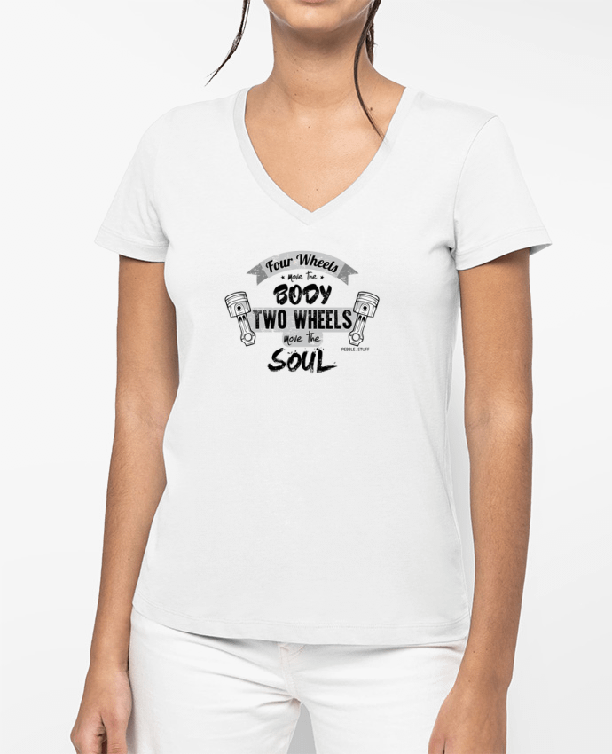 T-shirt femme col V Moto Wheels Life par Original t-shirt