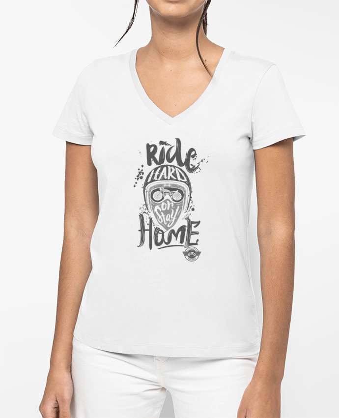 T-shirt femme col V Ride Biker Lifestyle par Original t-shirt