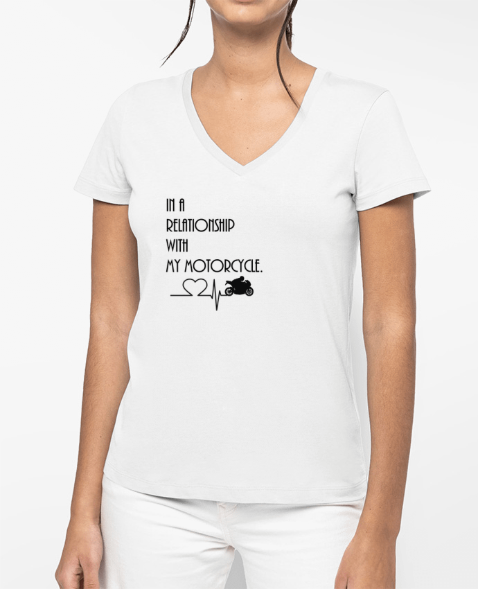 T-shirt femme col V Motorcycle relationship par Original t-shirt