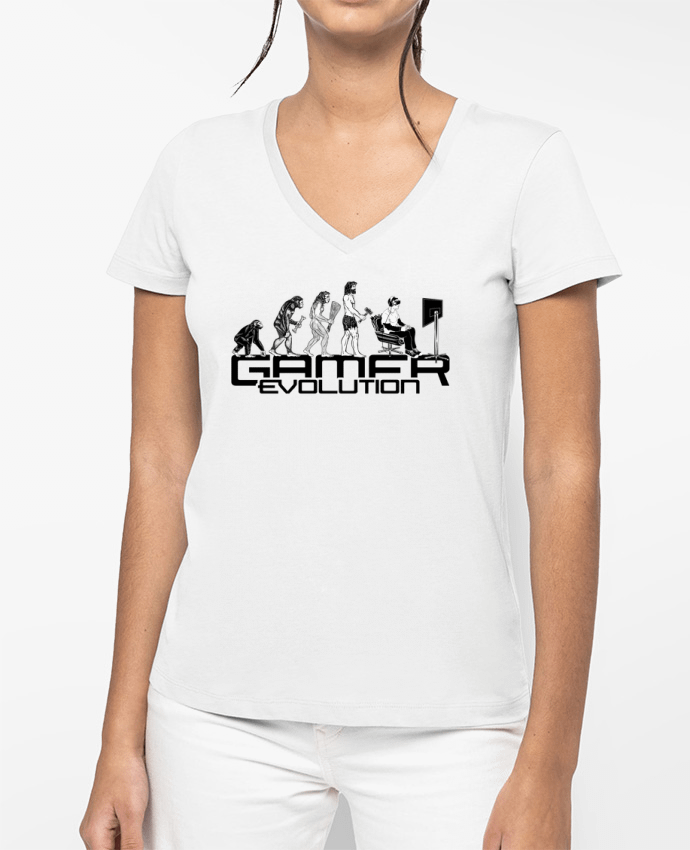T-shirt femme col V Gamer evolution par Original t-shirt