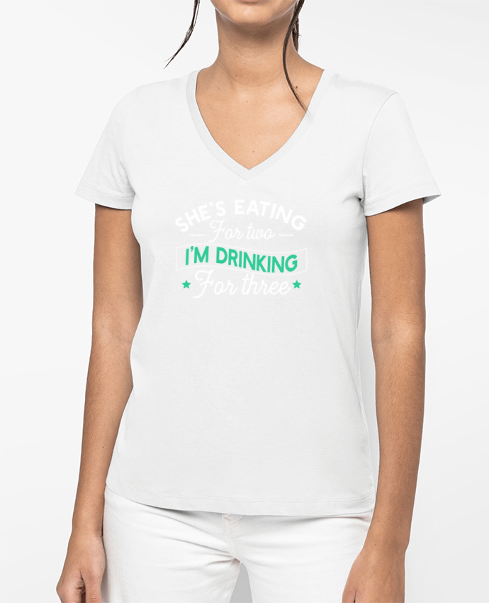 T-shirt femme col V Drinking for 3 par Original t-shirt